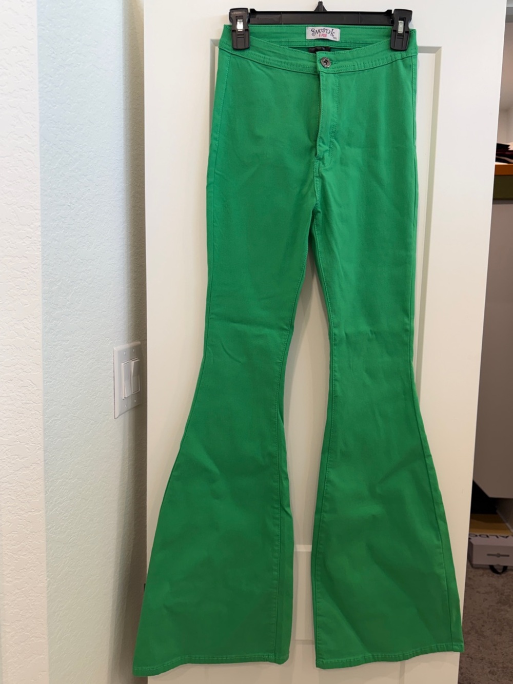 SWAK Green High-Rise Flare Jeans